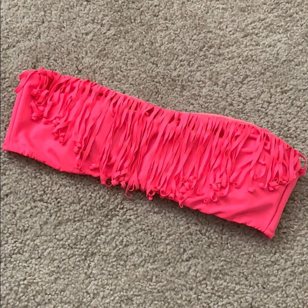 Bandeau Bathing Suit Top with Fringe